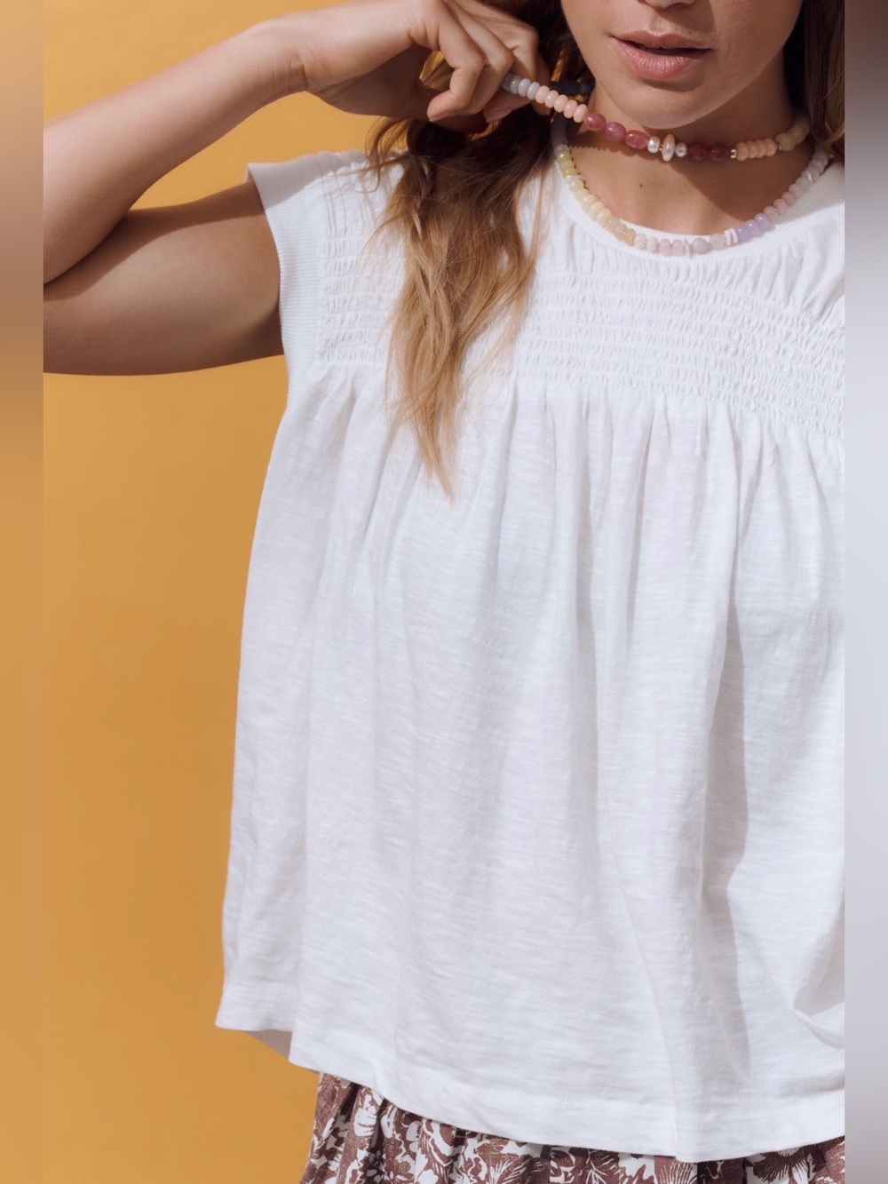 By Anthropologie Smocked Yoke Top – Size M